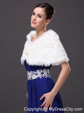 Gorgeous Rabbit Fur Special Occasion / Wedding Shawl In Ivory With V-neck